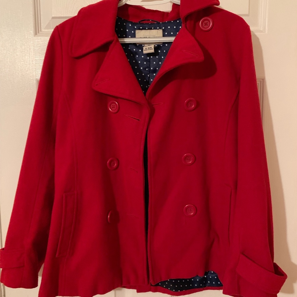 Girls RED wool pea coat!